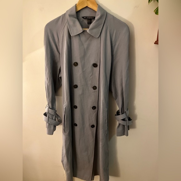 Zara Blue Belted Trench Coat S-M - Picture 5 of 8
